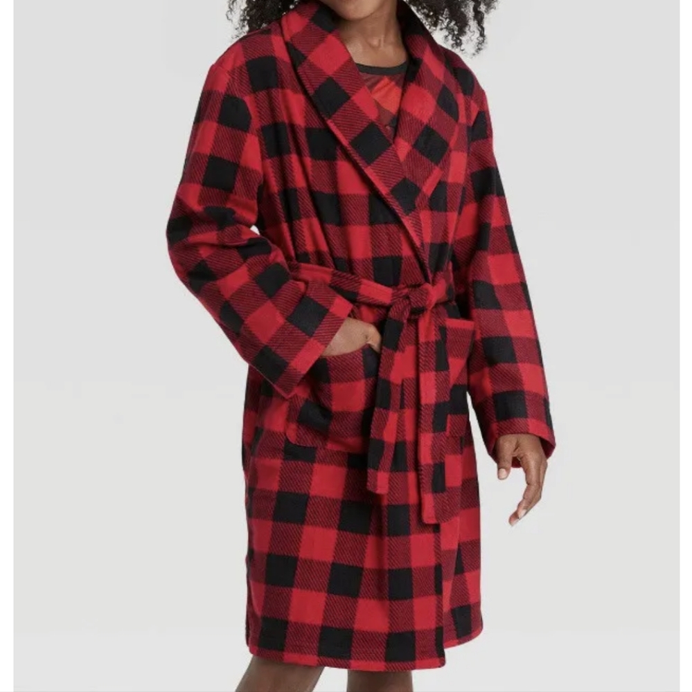 Wondershop Target Kids Red Buffalo check robe 12 Cozy Fleece Unisex